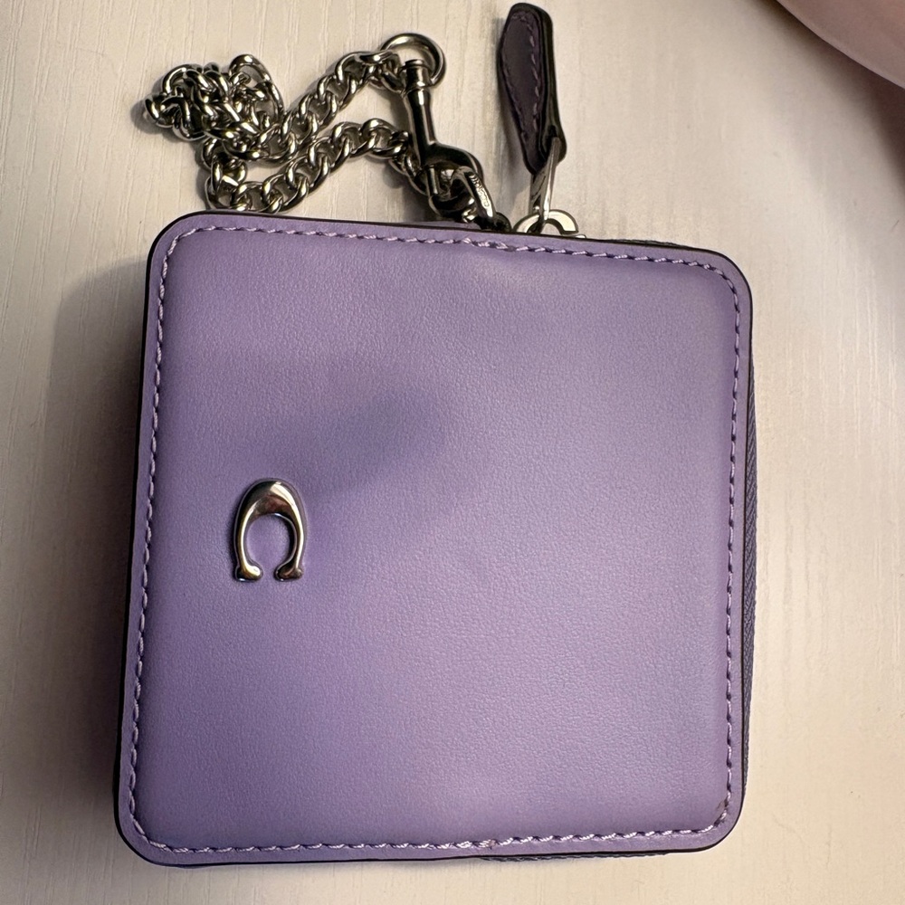 Coach Lavender Leather Chain Pouch